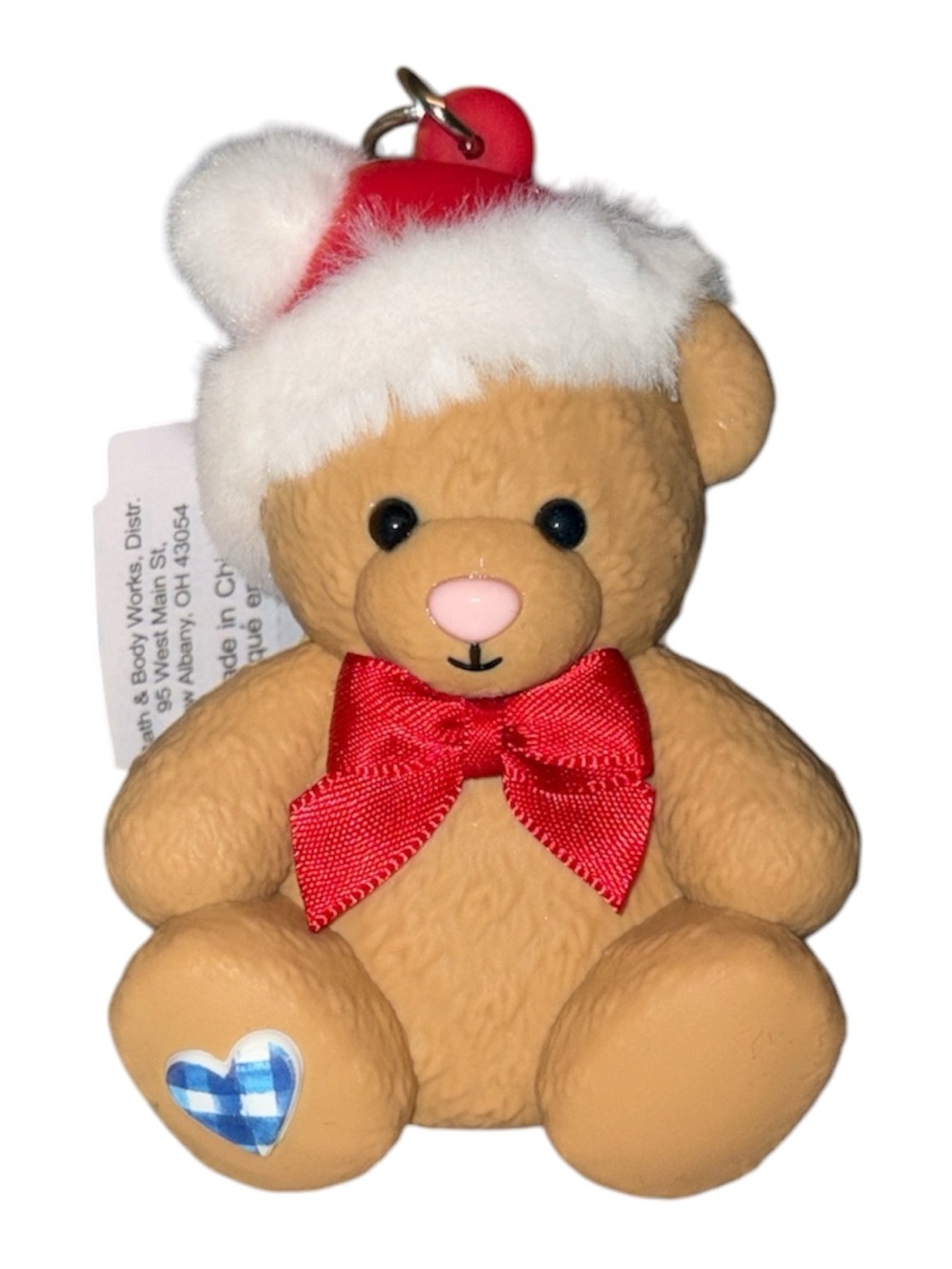Bath & Body Works Holiday Teddy Bear Sanitizer Holder Brown with Red Bow NWT